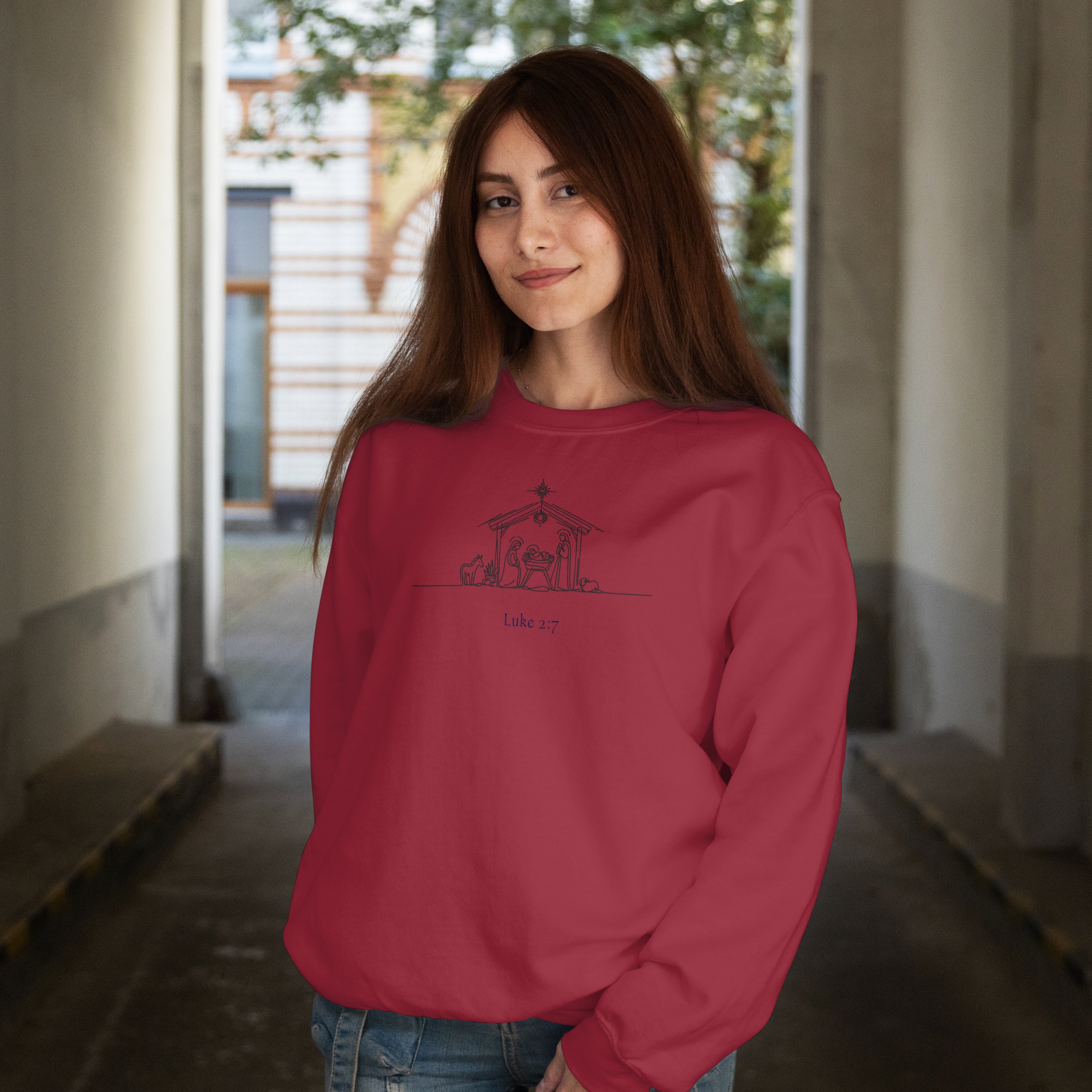 Luke 2:7 Sweatshirt (Made in the USA)