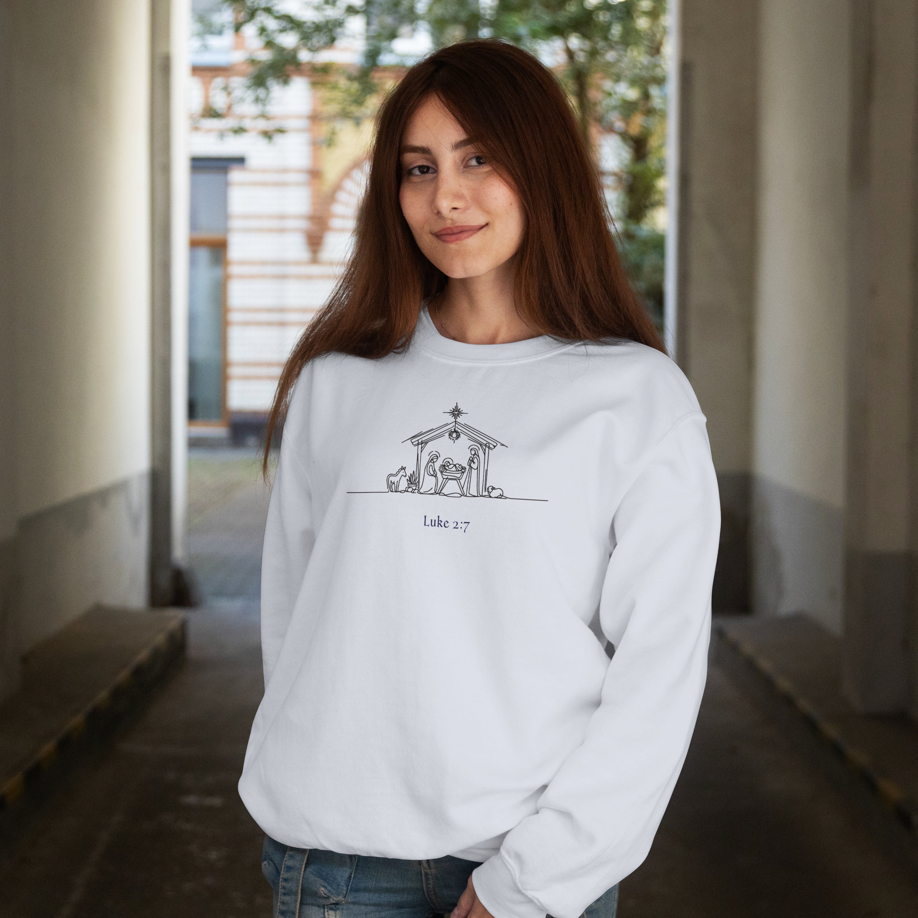 Luke 2:7 Sweatshirt (Made in the USA)